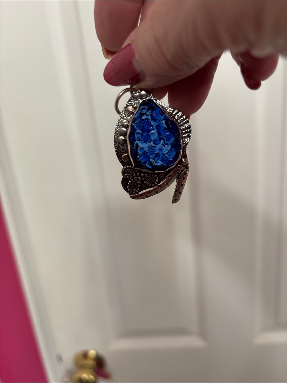 NEW Silver-Tone Blue Stone Pendant - Elegant Women's Jewelry